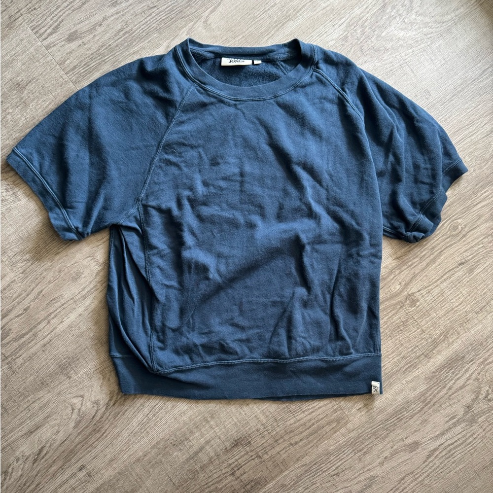 Sleepy Jones Womens Navy Blue Short Sleeve Sweatshirt 100% Cotton Size S